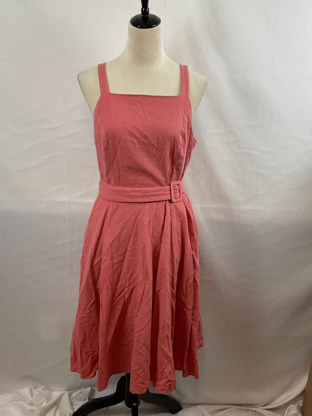 Gal Meets Glam Dress 12 Dusty Rose Pink Sleeveless Belted Waist Full Skirt